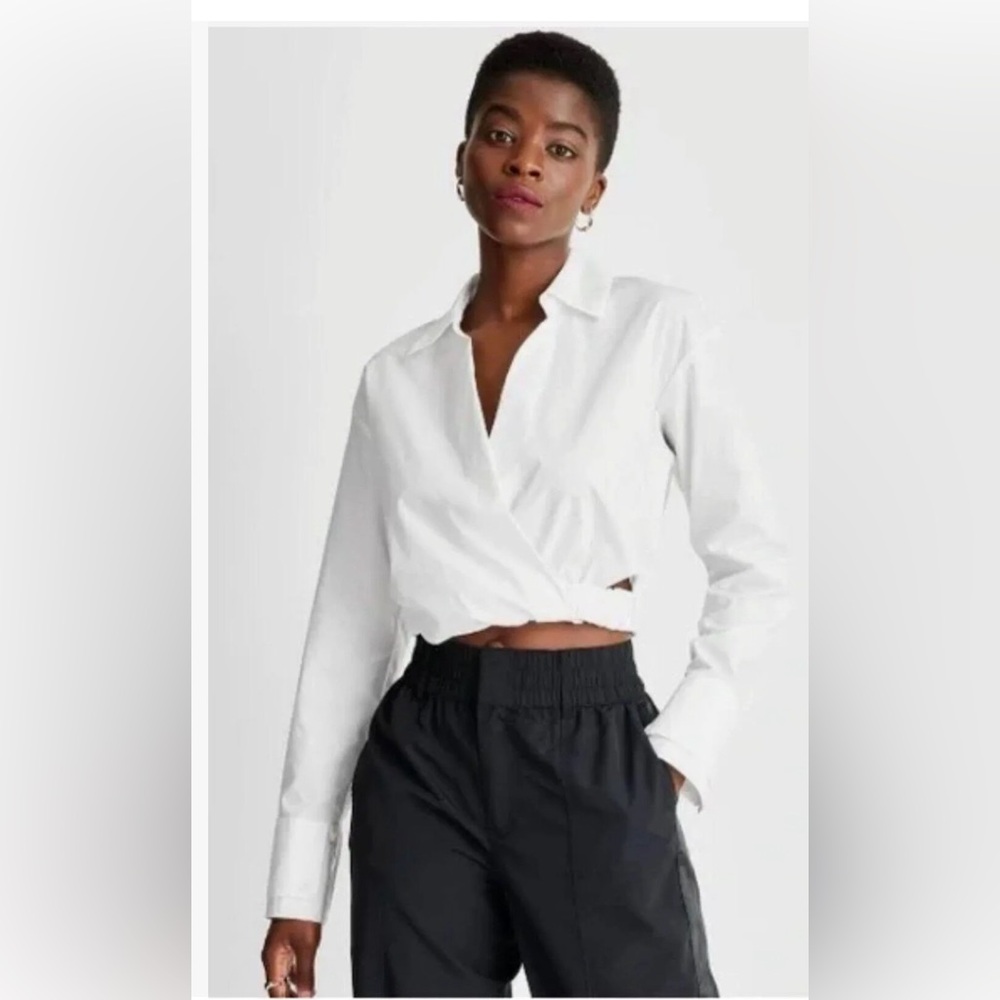 Kahlana Barfield Brown Target Future Collective White Faux Wrap Blouse